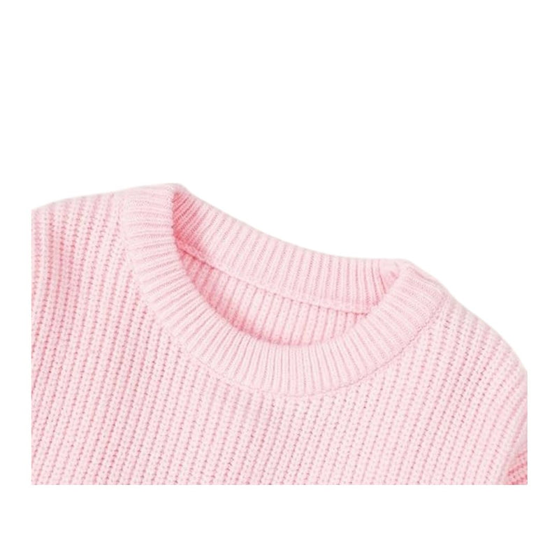 Blitce Cozy Knitted Sweater Pink Bow Elegance